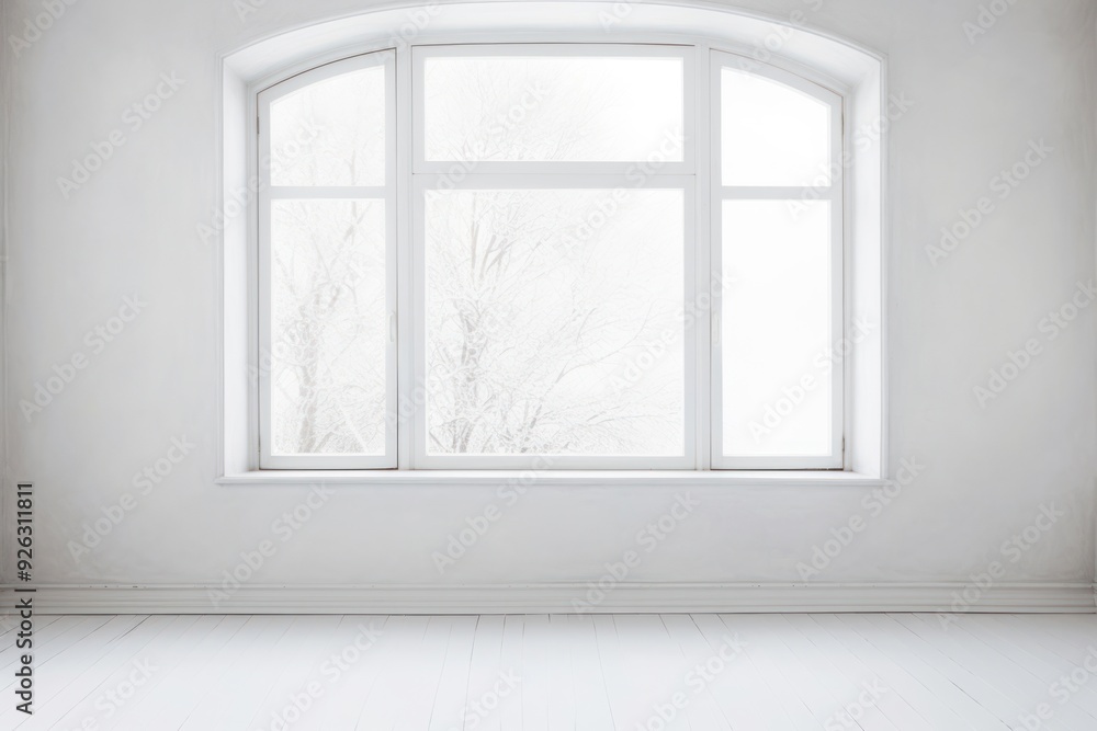 Fototapeta premium Empty white room with window architecture transparent tranquility.