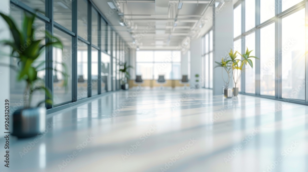 Modern Office Corridor with Natural Light Modern Office Corridor with Natural Light
