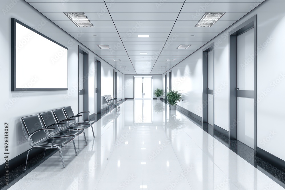 Poster architecture corridor building.