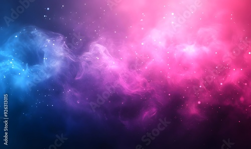 Abstract Pink and Blue Nebula with Glowing Particles