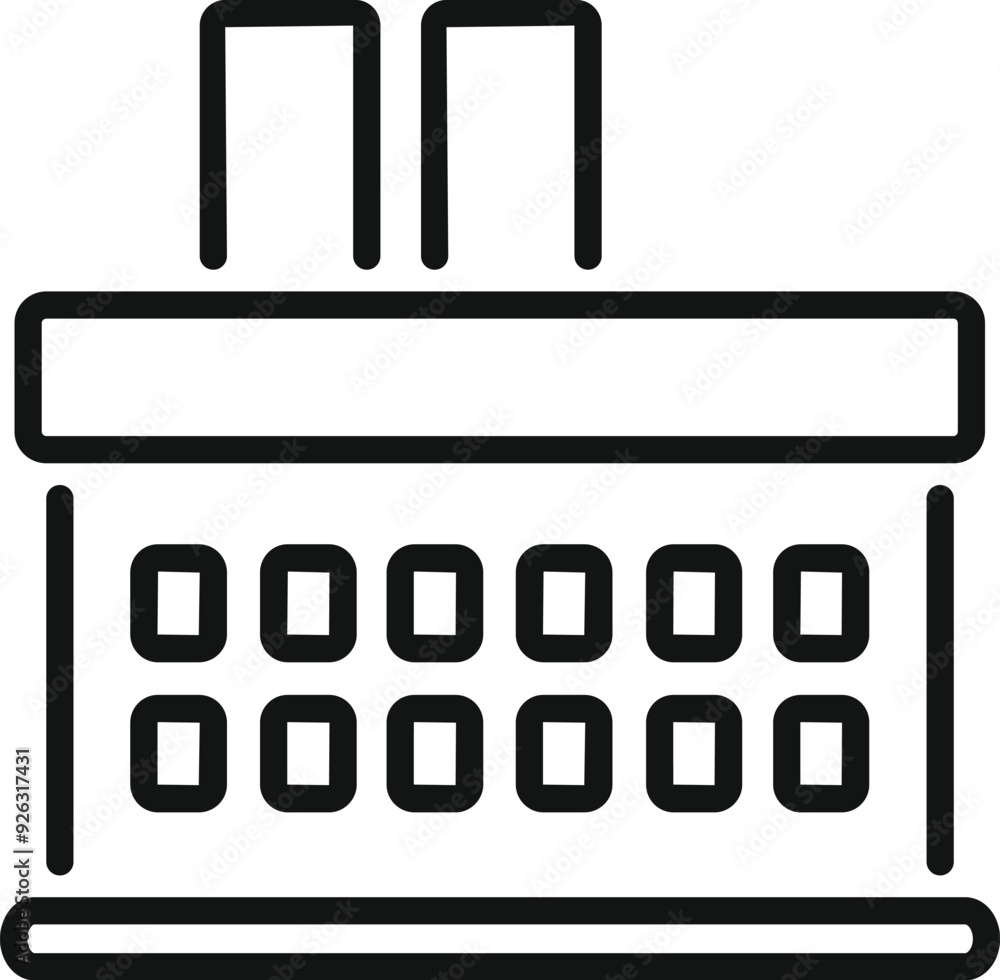 Line icon of a factory building emitting pollution from smokestacks Line icon of a factory building emitting pollution from smokestacks