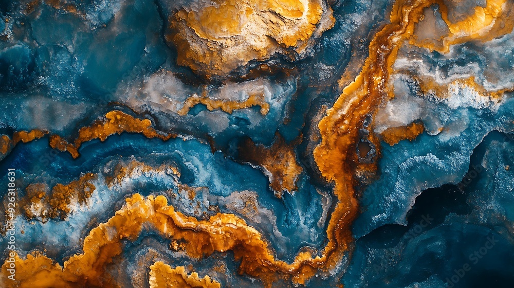 A close-up of a polished, multi-colored stone with swirls of blue, orange, and white. The intricate pattern of the stone resembles an aerial view of a landscape. A close-up of a polished, multi-colored stone with swirls of blue, orange, and white. The intricate pattern of the stone resembles an aerial view of a landscape.