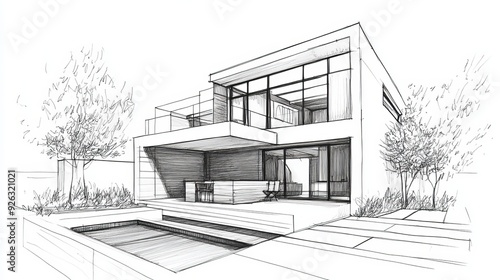 Illustration of a house architectural sketch