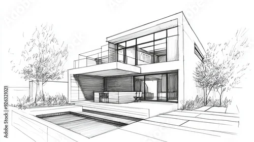 Obraz Illustration of a house architectural sketch