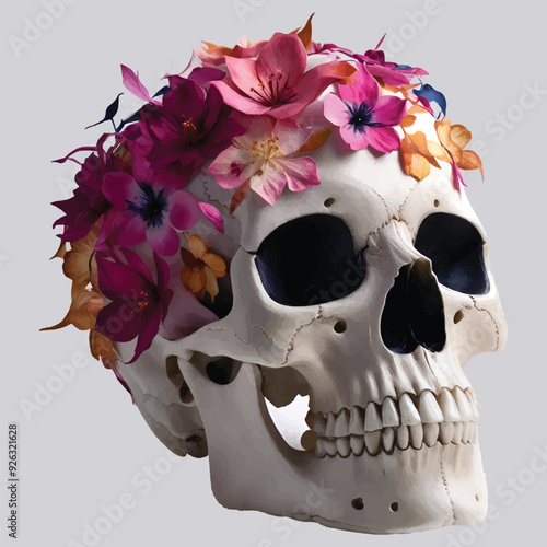 Petals & Bones A Skull’s Floral Transformation