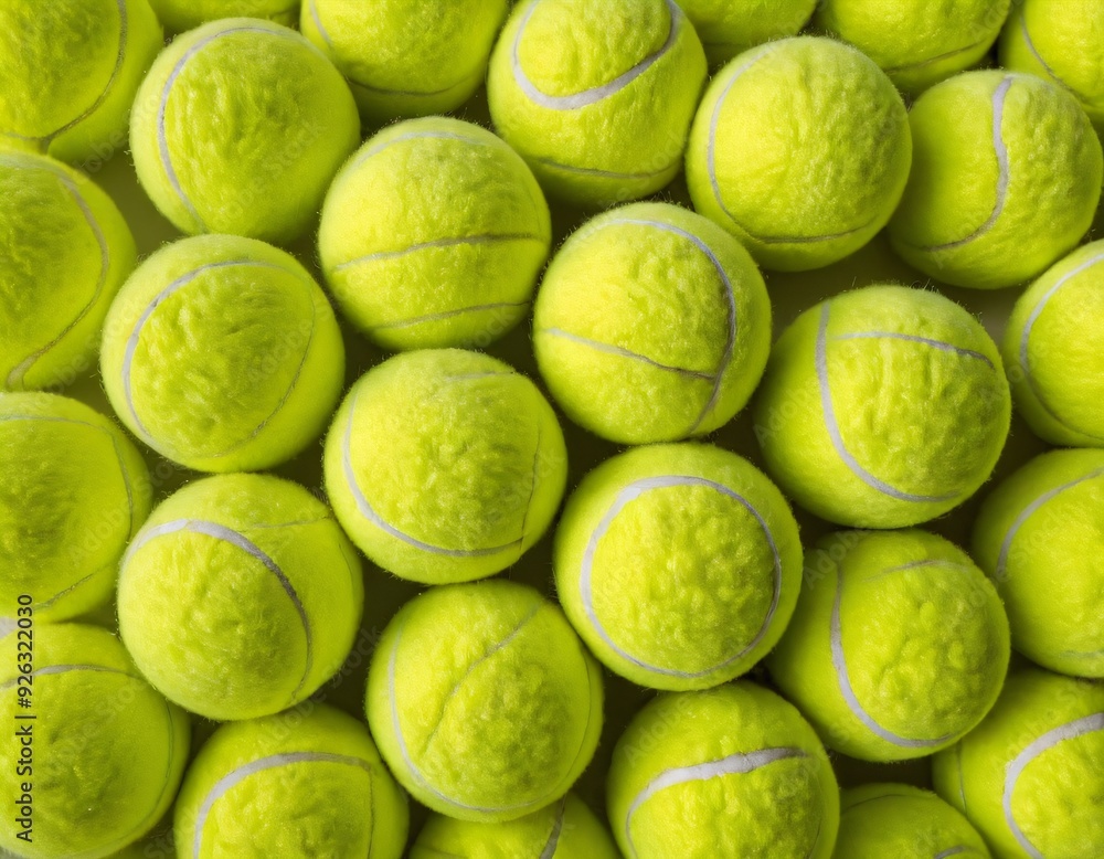 Lots of vibrant tennis balls, pattern of new tennis balls for background. Ai generated image. Lots of vibrant tennis balls, pattern of new tennis balls for background. Ai generated image.