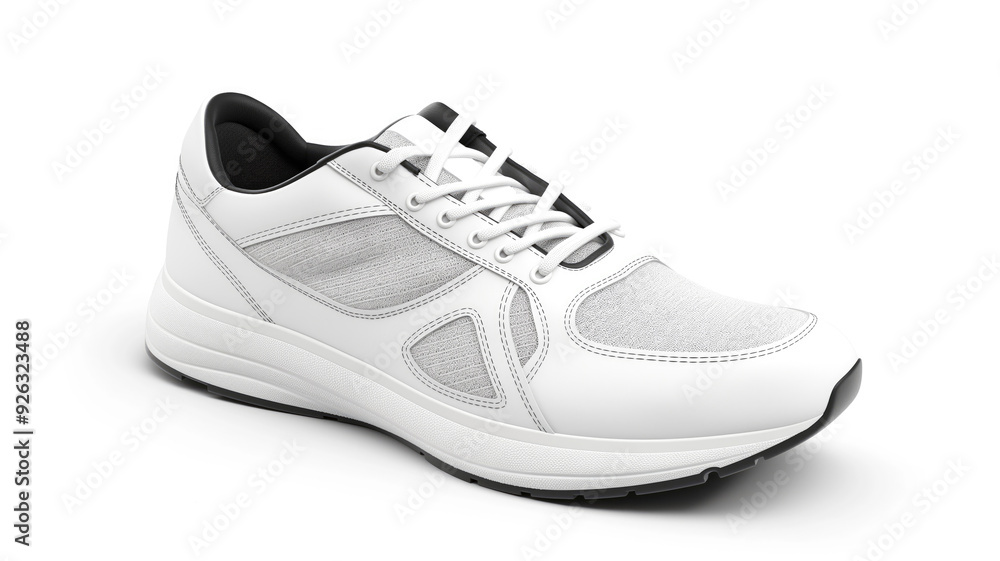Stylish white athletic shoe with contemporary design, versatile footwear for both casual and sportswear. High quality photo Stylish white athletic shoe with contemporary design, versatile footwear for both casual and sportswear. High quality photo