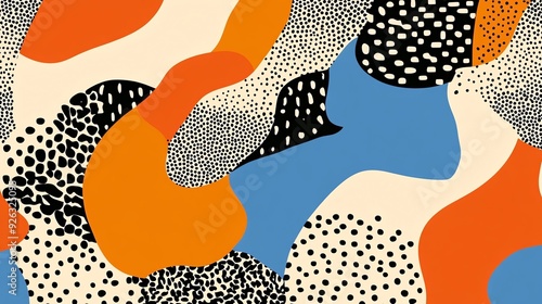 Abstract Art with Orange, Blue and Black Colors