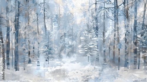 abstract winter forest landscape art background