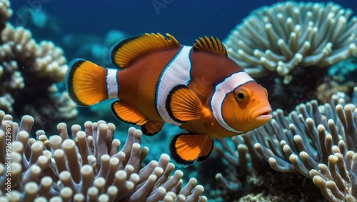 a clownfish that swims in the sea