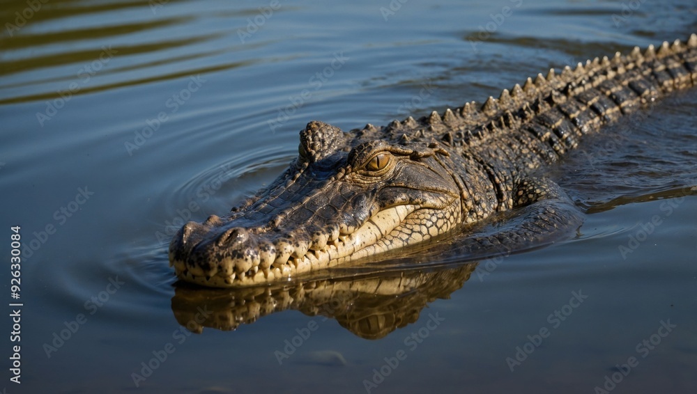 a crocodile that swims in an African river a crocodile that swims in an African river
