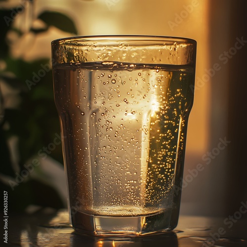 Foggy Glass Surface with Prominent Water Droplets Creating an Atmospheric Effect  photo