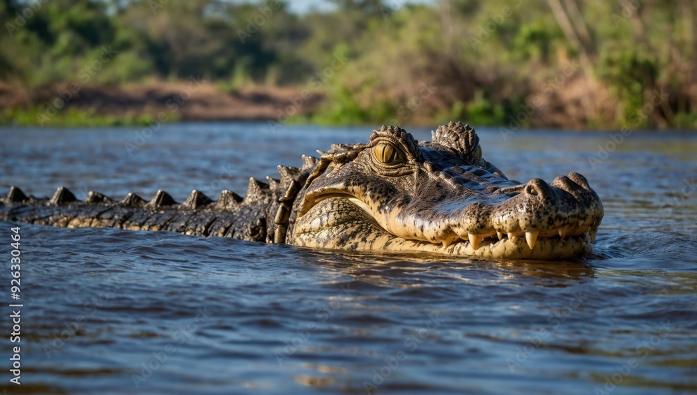 a crocodile that swims in an African river