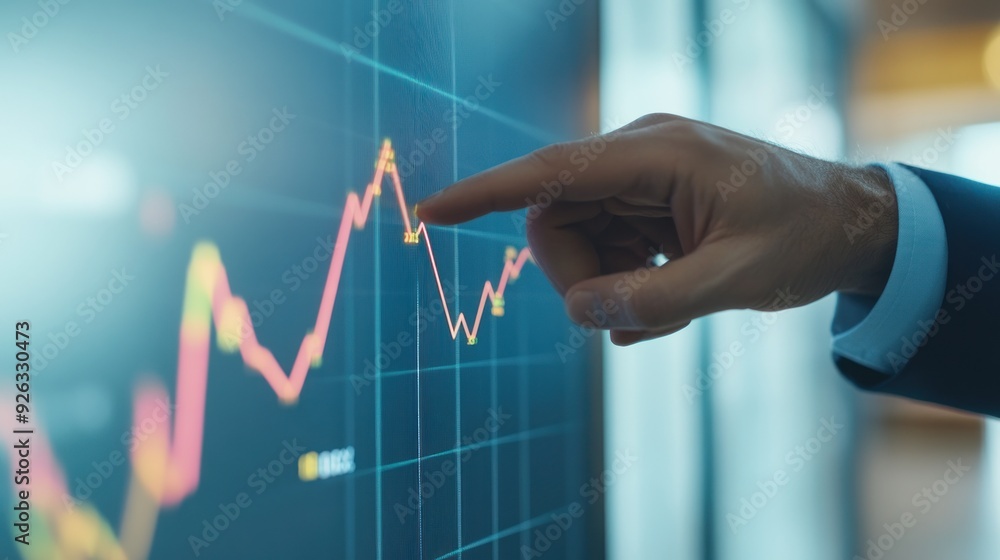 Close-up of a Hand Pointing at a Stock Market Chart Close-up of a Hand Pointing at a Stock Market Chart