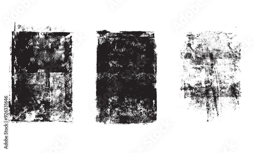 Three rolled ink textures, eroded print, original scans
