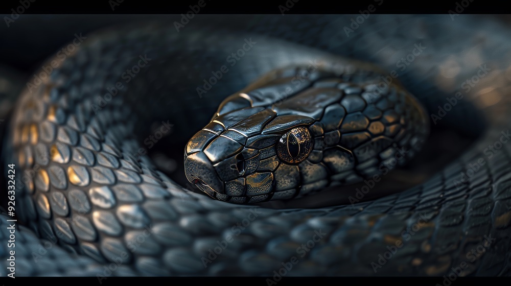 Venomous Snake Coiled with Intense Fangs and Striking Eyes. Venomous Snake Coiled with Intense Fangs and Striking Eyes.
