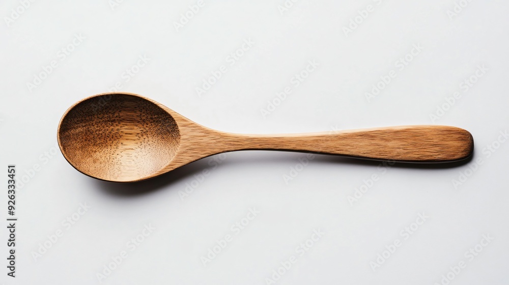 Top View Wooden Spoon Isolated on White Background Top View Wooden Spoon Isolated on White Background