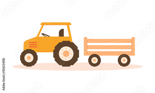 Tractor and trailer on a white background