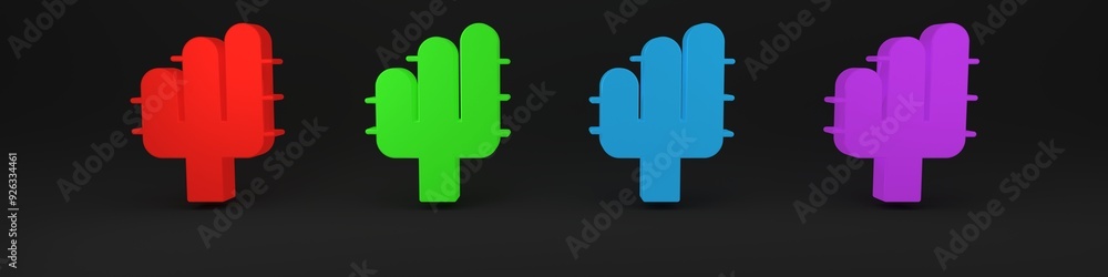 Colorful Cactus icon isolated on black background. Minimalism concept. 3D render illustration Colorful Cactus icon isolated on black background. Minimalism concept. 3D render illustration