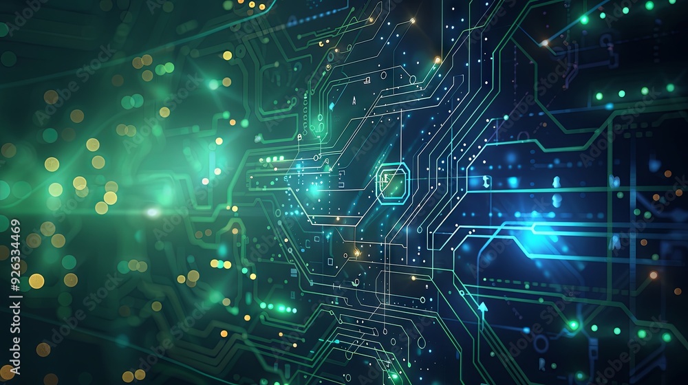 Digital technology banner featuring a green and blue background with a tech-inspired light effect, showcasing abstract innovation, future data, AI big data, internet networks Digital technology banner featuring a green and blue background with a tech-inspired light effect, showcasing abstract innovation, future data, AI big data, internet networks