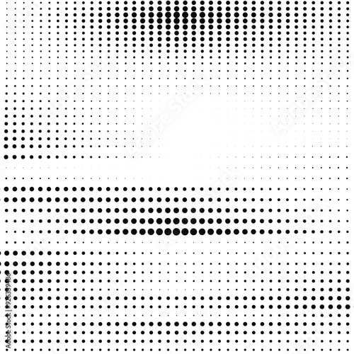 Halftone faded gradient texture, seamless patter of black dot, grunge halftone background, monochrome abstract backdrop