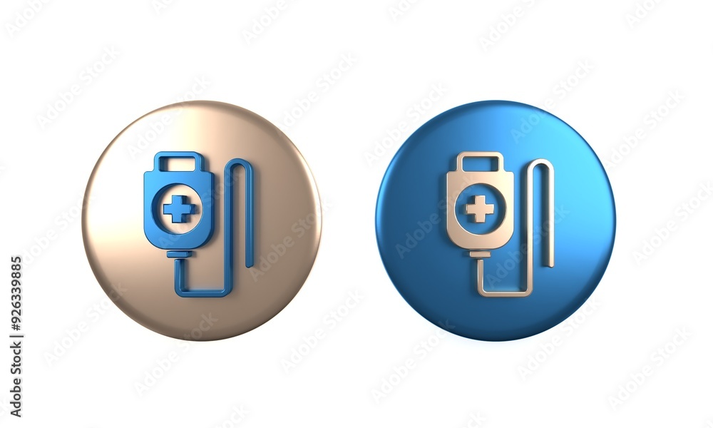 Colorful IV bag icon isolated on white background. Blood bag. Donate blood concept. The concept of treatment and therapy, chemotherapy. Circle button. 3D render illustration Colorful IV bag icon isolated on white background. Blood bag. Donate blood concept. The concept of treatment and therapy, chemotherapy. Circle button. 3D render illustration