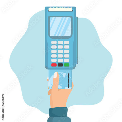 illustration of the concept of payment using a credit card, flat style vector illustration.