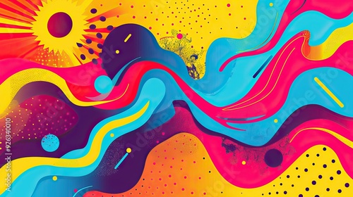 Vibrant Abstract Pop Art with Dynamic Shapes and Colors