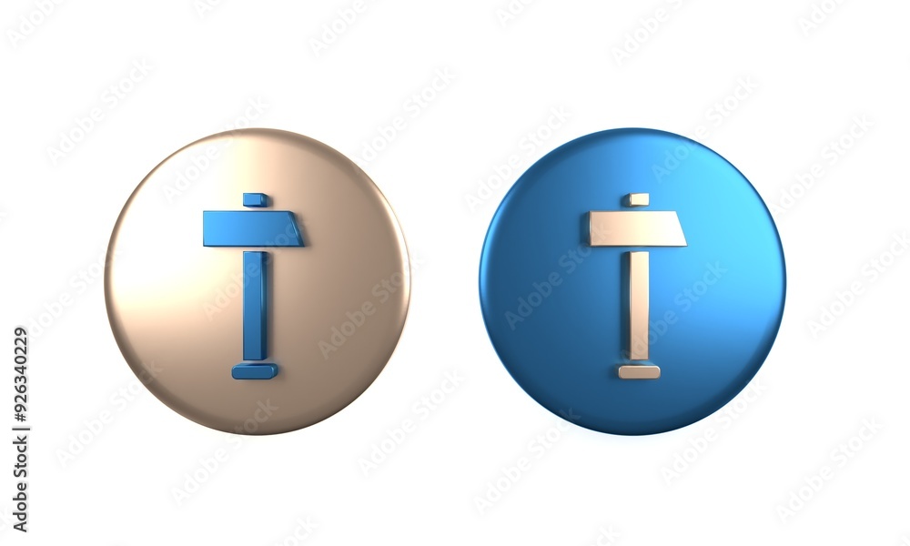 Colorful Hammer icon isolated on white background. Tool for repair. Circle button. 3D render illustration Colorful Hammer icon isolated on white background. Tool for repair. Circle button. 3D render illustration