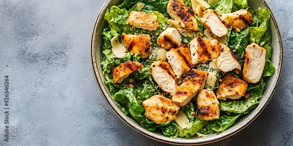 caesar salad bowl with chicken food presentation gourmet dish menu side salad recipe caesar salad bowl with chicken food presentation gourmet dish menu side salad recipe