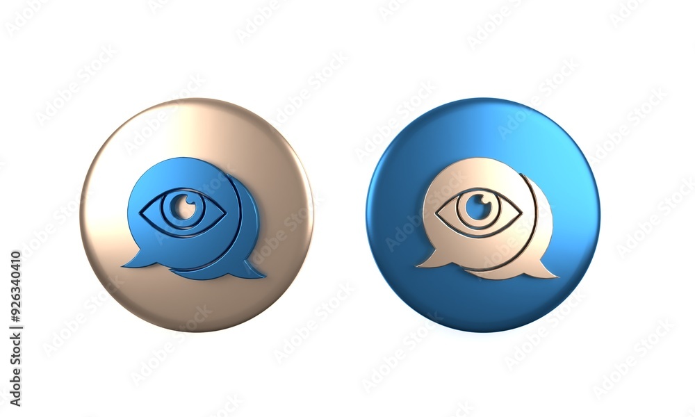 Colorful Eye scan icon isolated on white background. Scanning eye. Security check symbol. Cyber eye sign. Circle button. 3D render illustration Colorful Eye scan icon isolated on white background. Scanning eye. Security check symbol. Cyber eye sign. Circle button. 3D render illustration