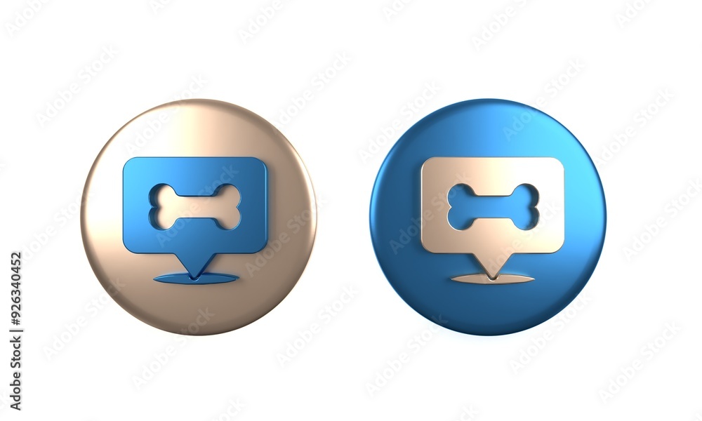 Colorful Dog bone icon isolated on white background. Pets food symbol. Circle button. 3D render illustration Colorful Dog bone icon isolated on white background. Pets food symbol. Circle button. 3D render illustration