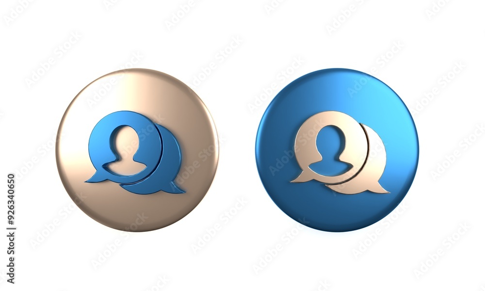 Colorful Speech bubble chat icon isolated on white background. Message icon. Communication or comment chat symbol. Circle button. 3D render illustration Colorful Speech bubble chat icon isolated on white background. Message icon. Communication or comment chat symbol. Circle button. 3D render illustration