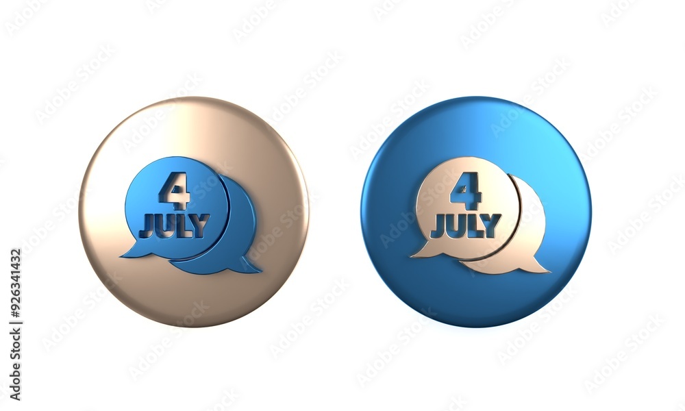 Colorful USA Independence day icon isolated on white background. 4th of July. United States of America country. Circle button. 3D render illustration Colorful USA Independence day icon isolated on white background. 4th of July. United States of America country. Circle button. 3D render illustration