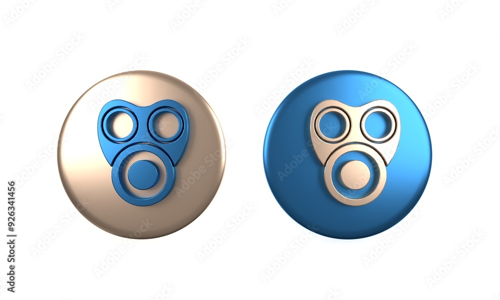 Colorful Gas mask icon isolated on white background. Respirator sign. Circle button. 3D render illustration Colorful Gas mask icon isolated on white background. Respirator sign. Circle button. 3D render illustration