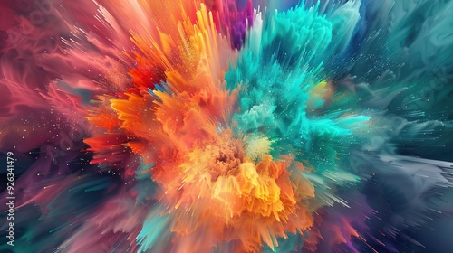 Explosive Burst of Rainbow Colors in Abstract Art