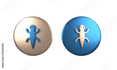 Colorful Lizard icon isolated on white background. Circle button. 3D render illustration