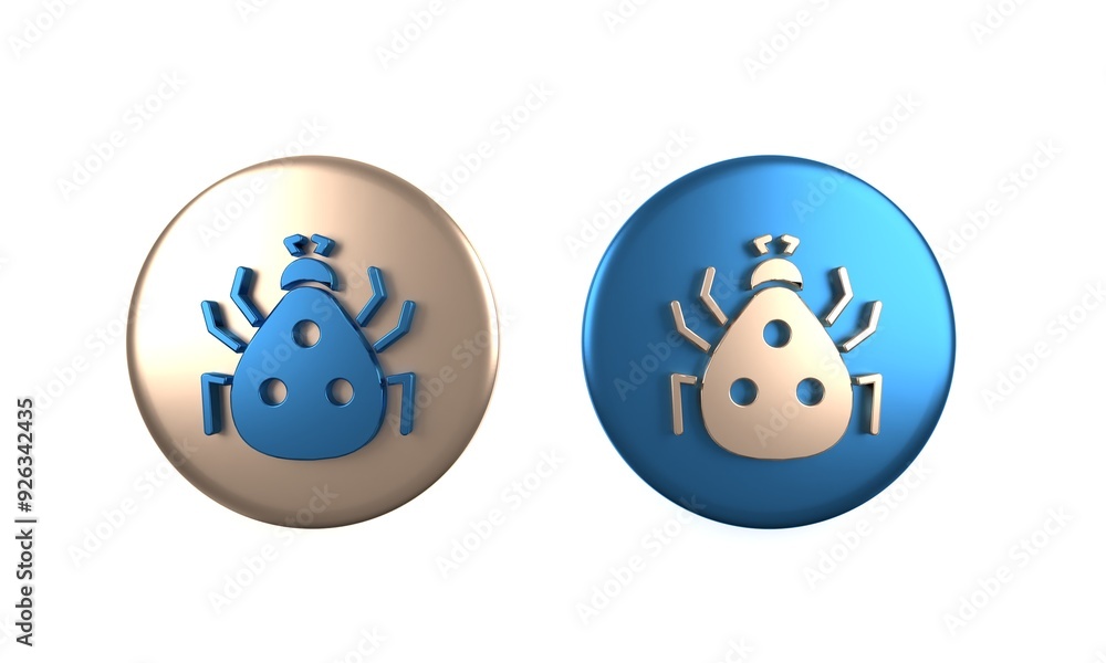 Colorful Ladybug icon isolated on white background. Circle button. 3D render illustration Colorful Ladybug icon isolated on white background. Circle button. 3D render illustration