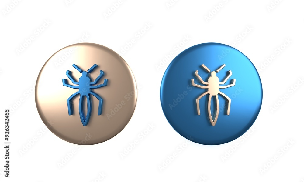 Colorful Spider icon isolated on white background. Happy Halloween party. Circle button. 3D render illustration