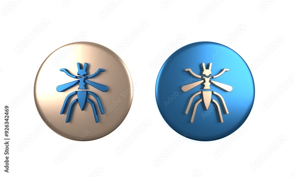 Colorful Mosquito icon isolated on white background. Circle button. 3D render illustration Colorful Mosquito icon isolated on white background. Circle button. 3D render illustration