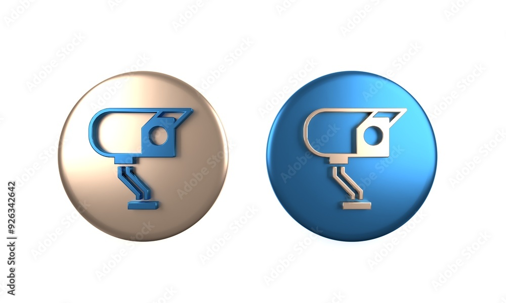Colorful Security camera icon isolated on white background. Circle button. 3D render illustration Colorful Security camera icon isolated on white background. Circle button. 3D render illustration