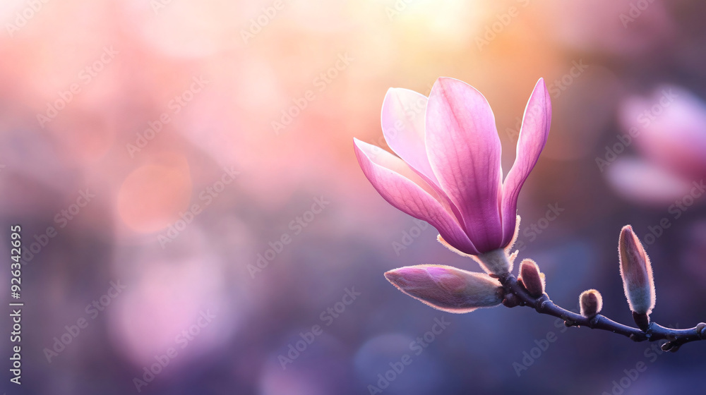 Gorgeous Magnolia Tree Bud on Blurred Background Gorgeous Magnolia Tree Bud on Blurred Background
