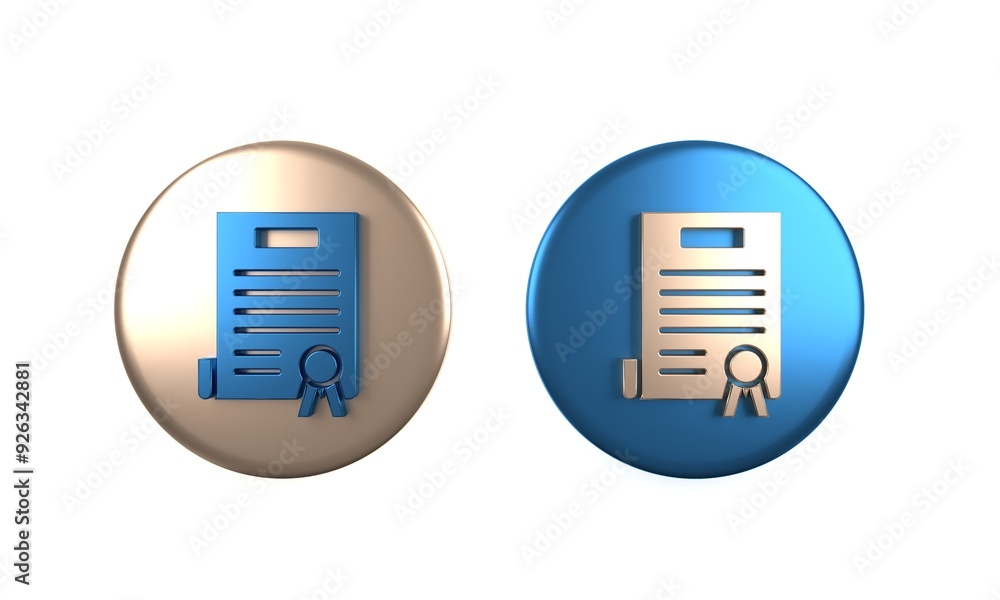 Colorful Declaration of independence icon isolated on white background. Circle button. 3D render illustration