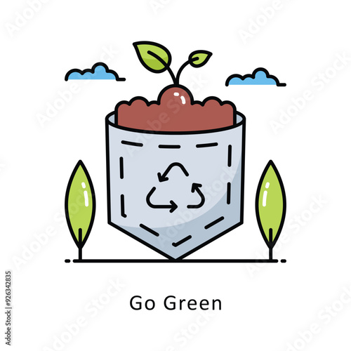 Go Green vector filled outline Design illustration. Symbol on White background EPS 10 File