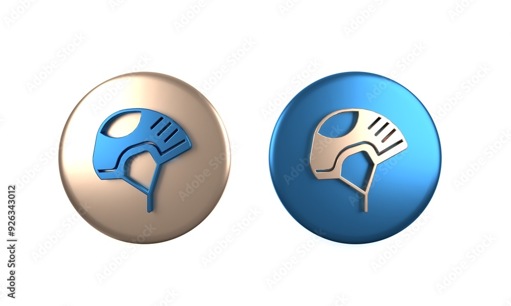 Colorful Helmet icon isolated on white background. Extreme sport. Sport equipment. Circle button. 3D render illustration Colorful Helmet icon isolated on white background. Extreme sport. Sport equipment. Circle button. 3D render illustration