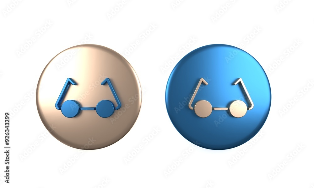 Fototapeta premium Colorful Glasses icon isolated on white background. Eyeglass frame symbol. Circle button. 3D render illustration