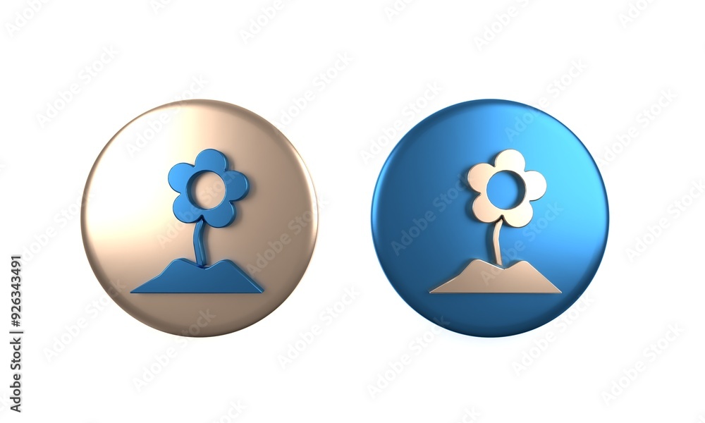 Colorful Flower icon isolated on white background. Circle button. 3D render illustration Colorful Flower icon isolated on white background. Circle button. 3D render illustration