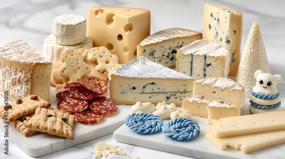 Cheese and Salami Platter on a Marble Surface. Cheese and Salami Platter on a Marble Surface.