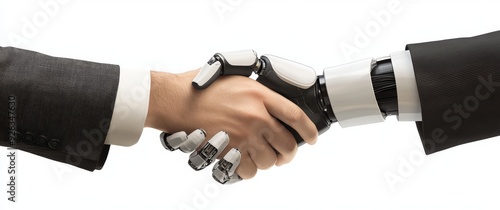 Human hand and robot hand are doing a handshake