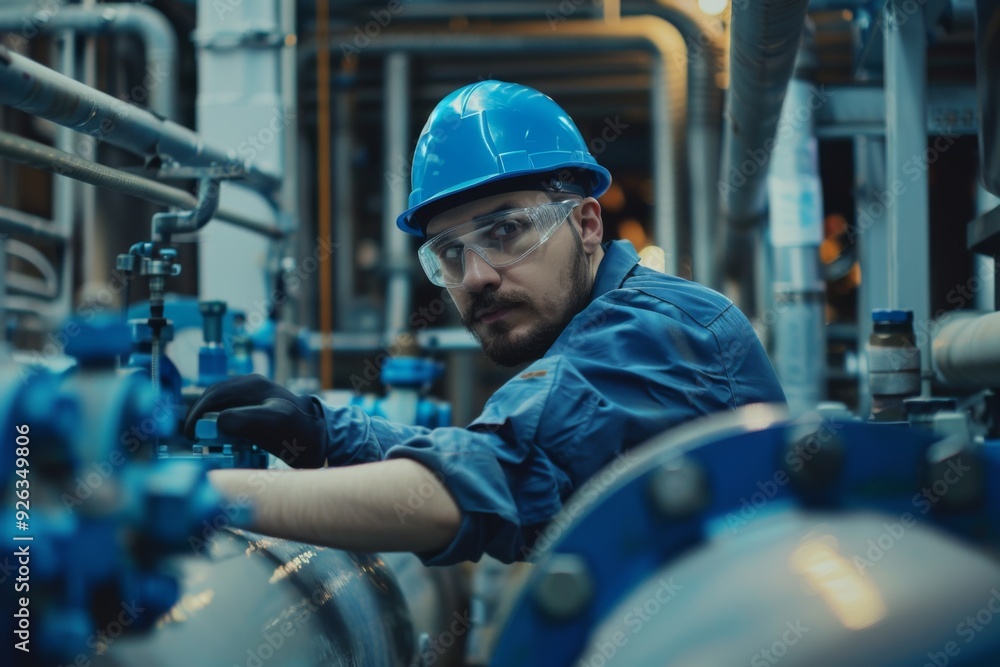 Male engineer working a water supply station Male engineer working a water supply station